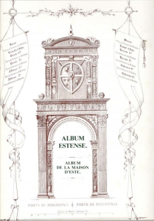 Il frontespizio dell’Album Estense, pubblicato da Abramo Servadio nel 1850-60