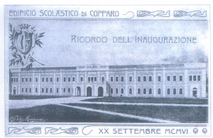 Cartolina-ricordo dell&#039;inaugurazione della scuola di Copparo, 20 settembre 1906  (collezione privata)