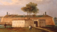 Giuseppe Chittò Barucchi (Ferrara 1817-1900), La fortezza di Ferrara, ante 1860; olio su tela, cm 46 x 80